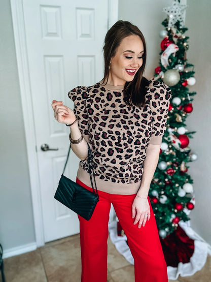 Leopard Short Sleeve Sweater Top NWT - Sizes Small and Large