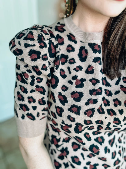 Leopard Short Sleeve Sweater Top NWT - Sizes Small and Large