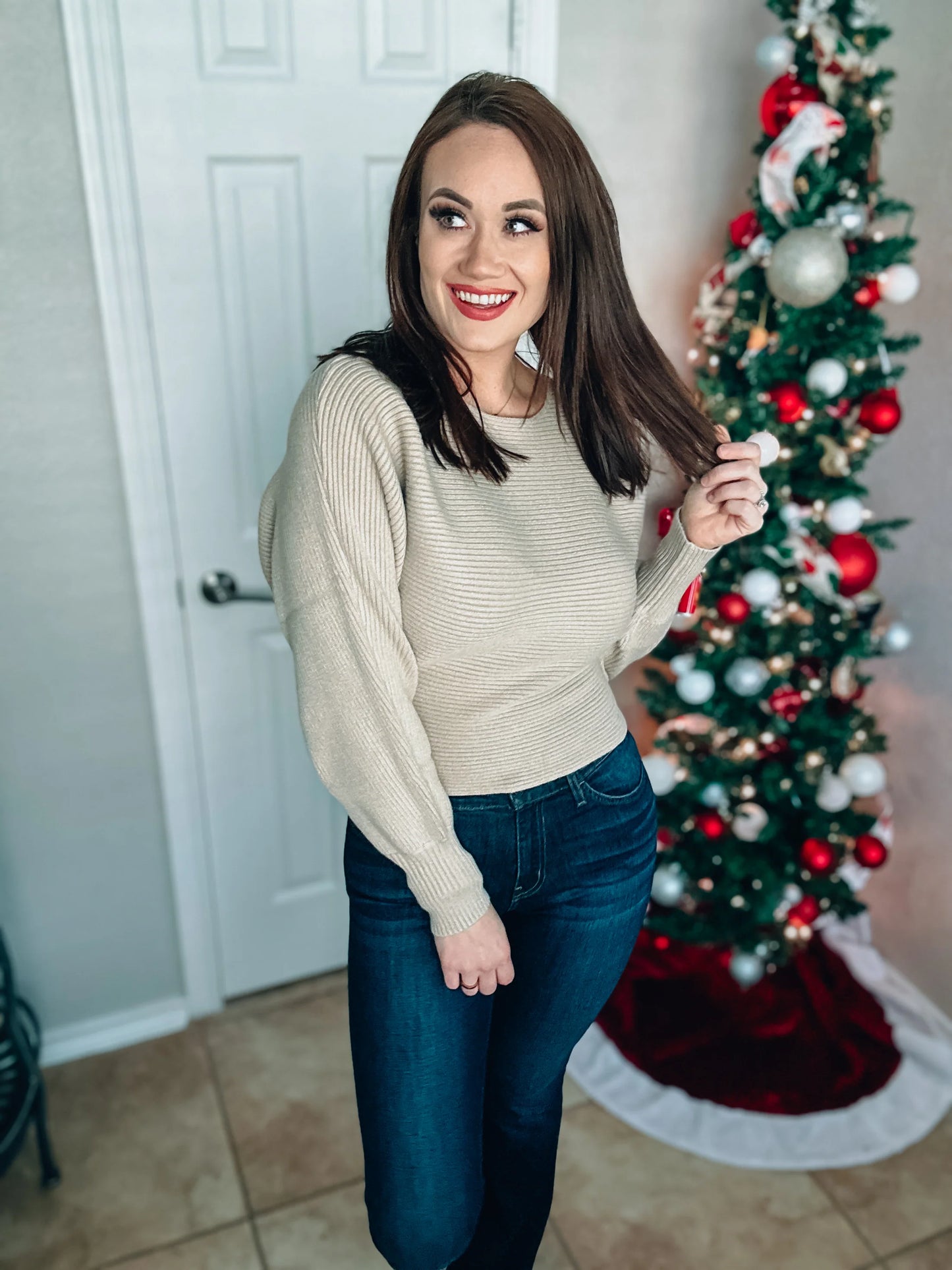 Taupe Boatneck Sweater - Small & Large