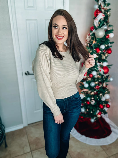 Taupe Boatneck Sweater - Small & Large