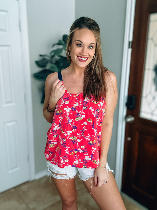 Floral Sleeveless Tank - Size Med