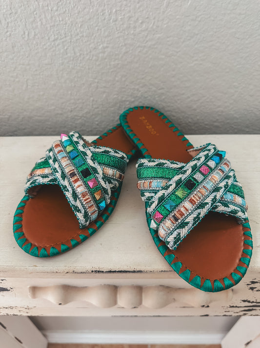 Bamboo Embroidered Sandals - Size 7