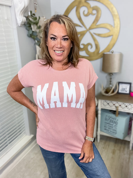 Mauve Ribbed MAMA Top - Size Med