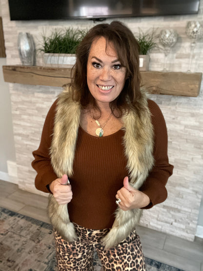Faux Fur Vest NWT - Size Large