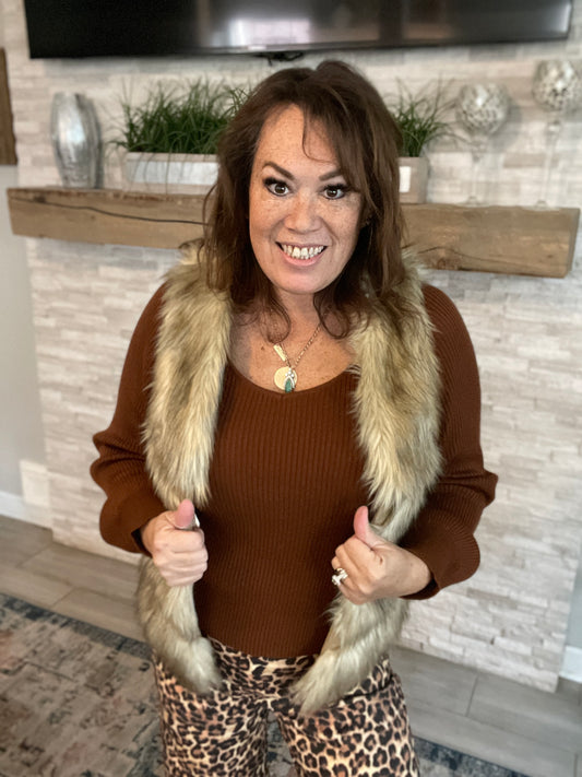 Faux Fur Vest NWT - Size Large