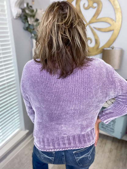 Max Studio Chenille Soft Purple Knit Sweater - Size XS