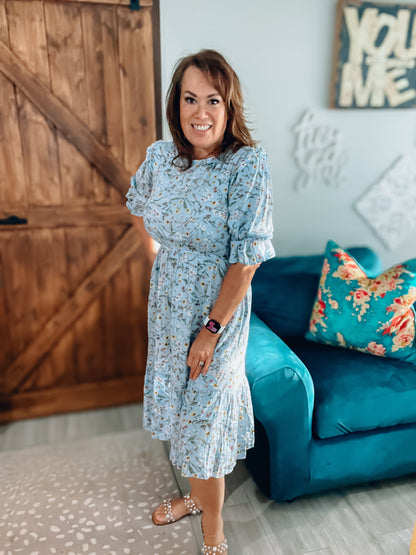 Blue Floral Dress NWOT - Size Medium