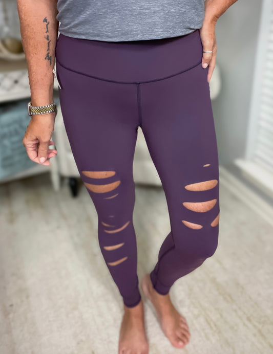 Alo Yoga High Waisted Slashed Airbrush Leggings - Size Med