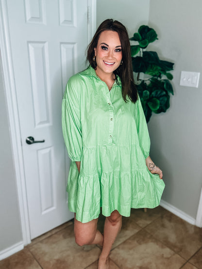 Puff Sleeve Oversized Mini Dress in Sherbert - Size Small