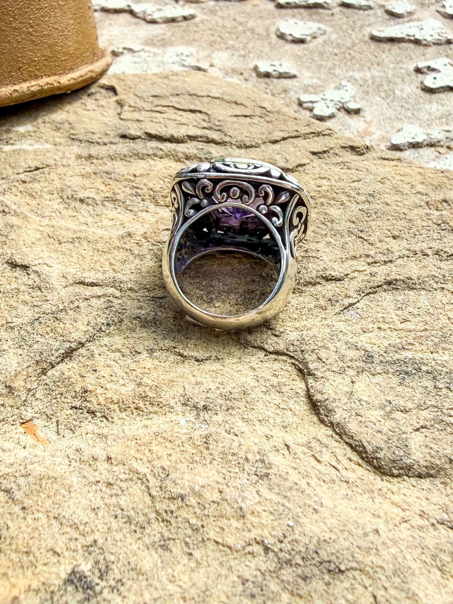 David Yurman Sterling Silver & 18K Gold Amethyst Statement Ring