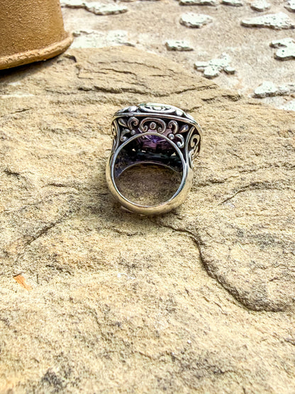David Yurman Sterling Silver & 18K Gold Amethyst Statement Ring