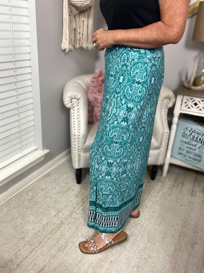 Paisley Print Maxi Skirt - Size Med