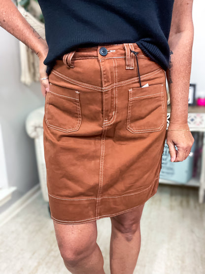 Brown Denim Skirt NWT - Size Large