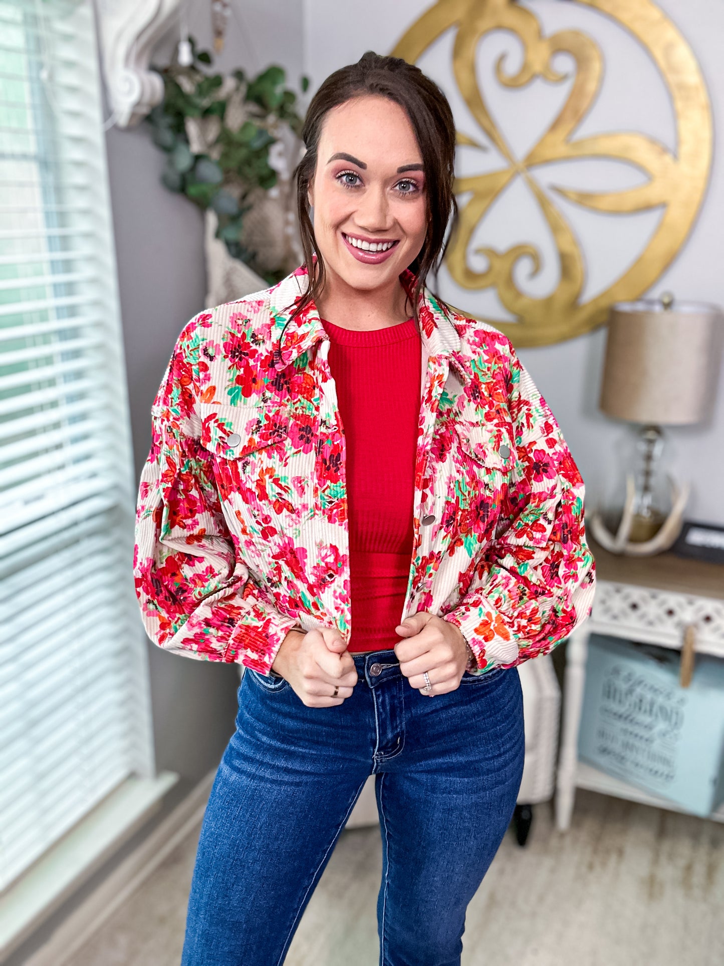 Floral Corduroy Jacket by Emily Wonder - Size Small