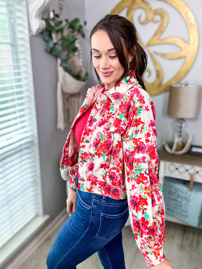 Floral Corduroy Jacket by Emily Wonder - Size Small