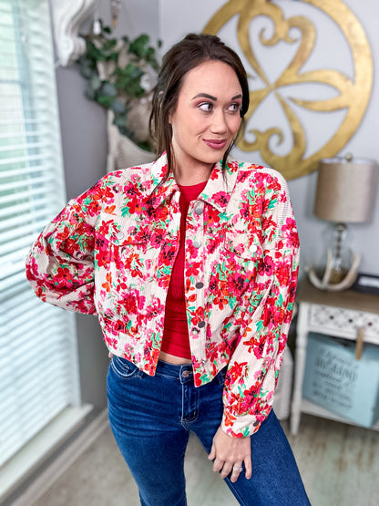 Floral Corduroy Jacket by Emily Wonder - Size Small