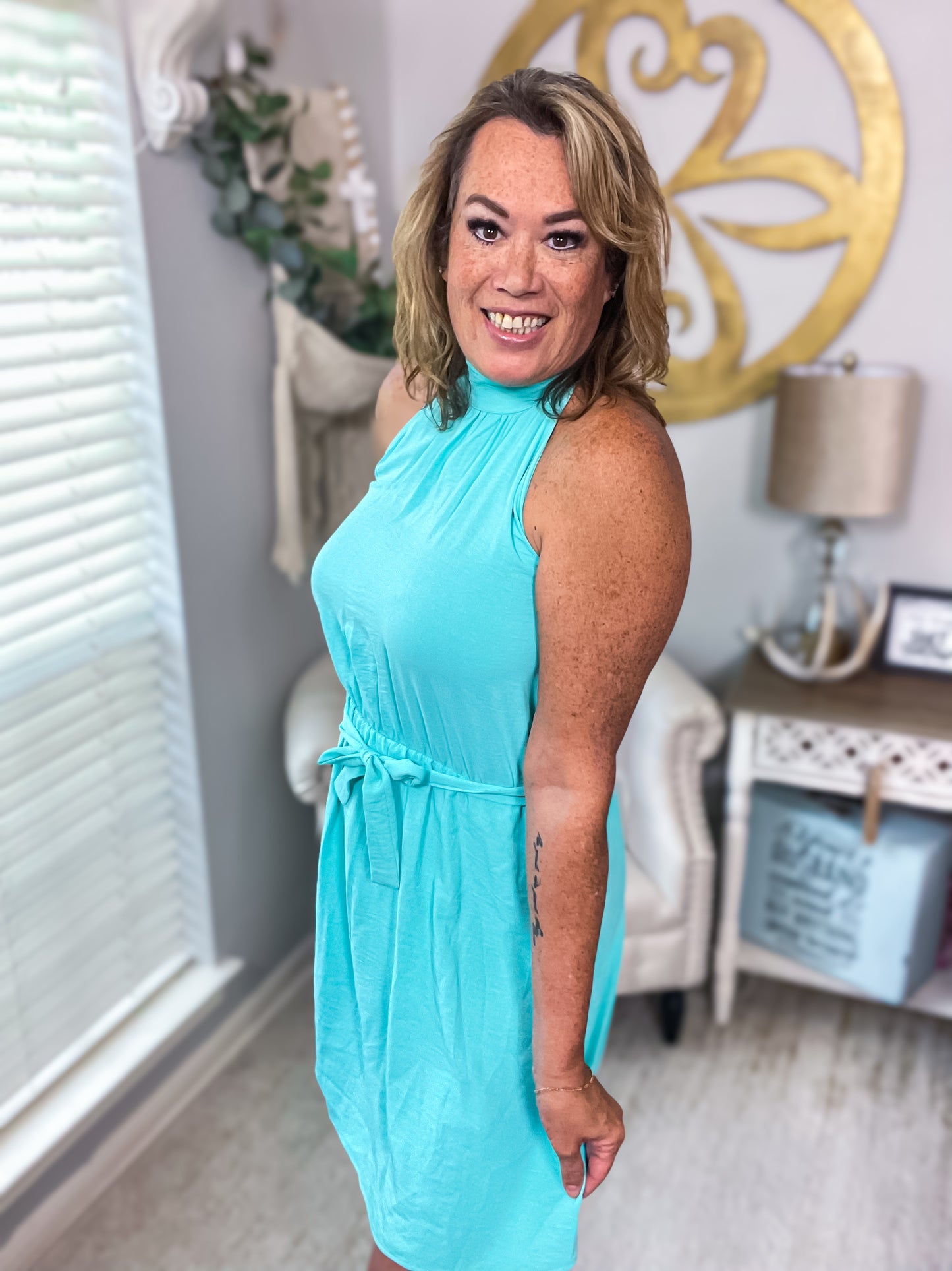 Turquoise Halter Dress NWT - Size Large