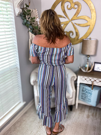 Striped Jumpsuit - Size Large