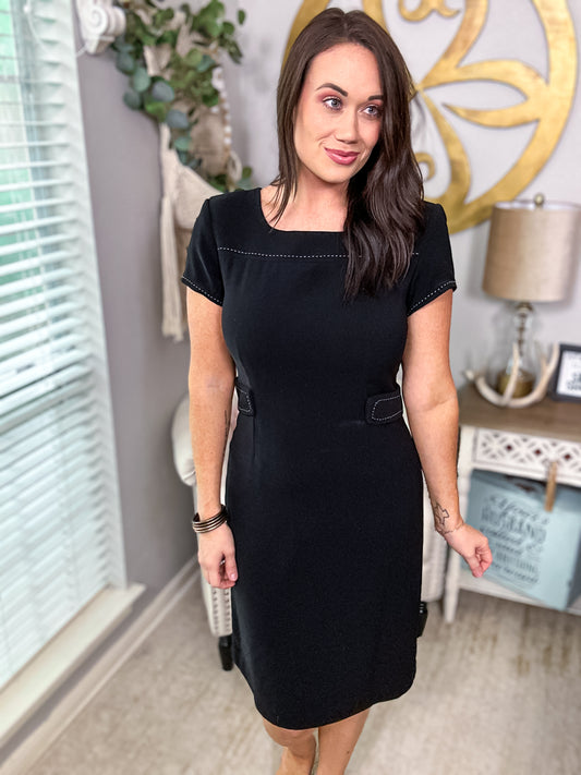 Black Ponte Sheath Dress - Size 10