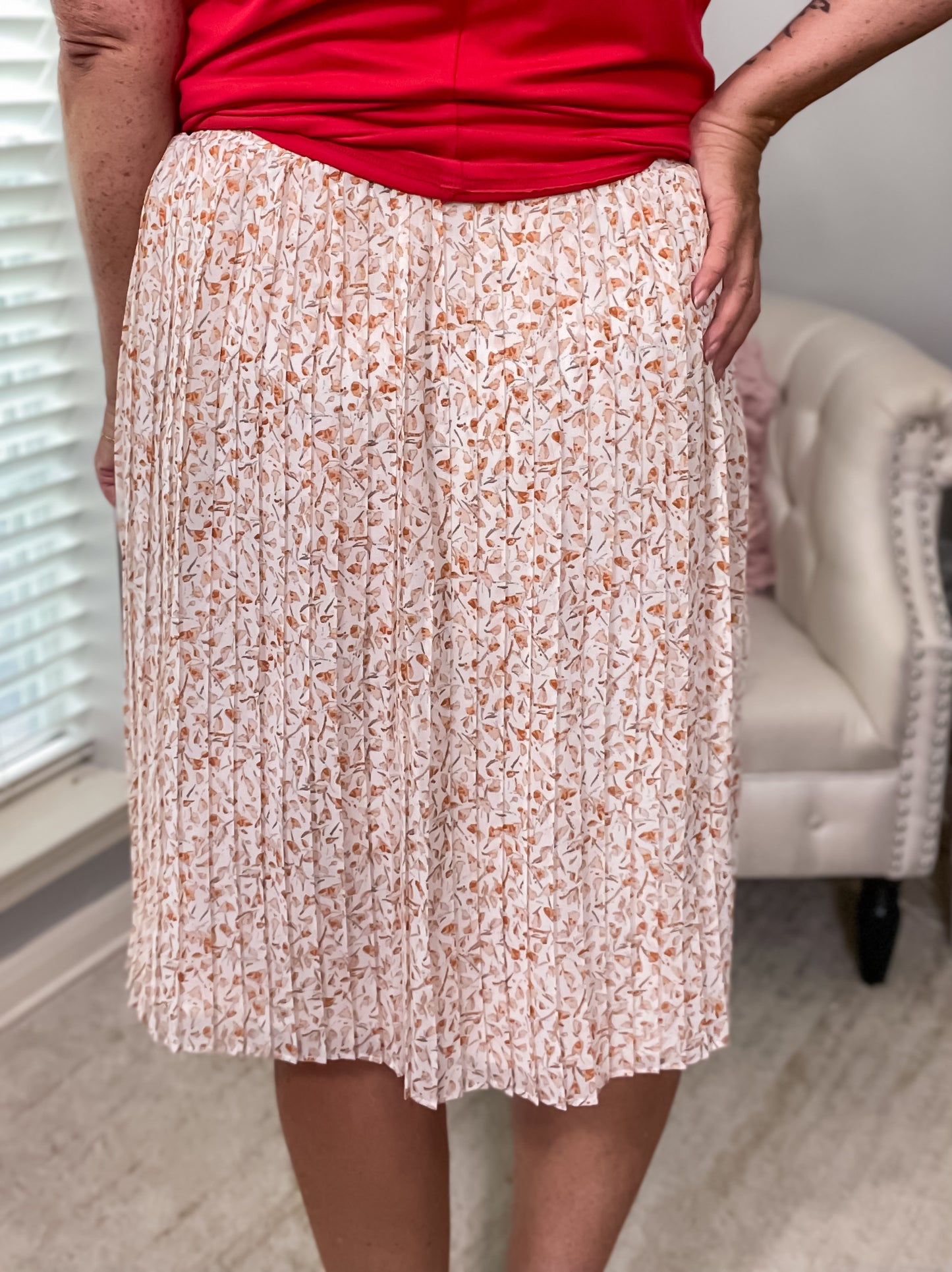 Fall Floral Pleated Skirt NWT - Size Medium