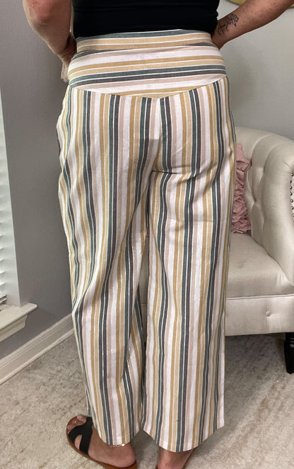 Molly Bracken Khaki Clemence Striped Pants NWT - Size XL