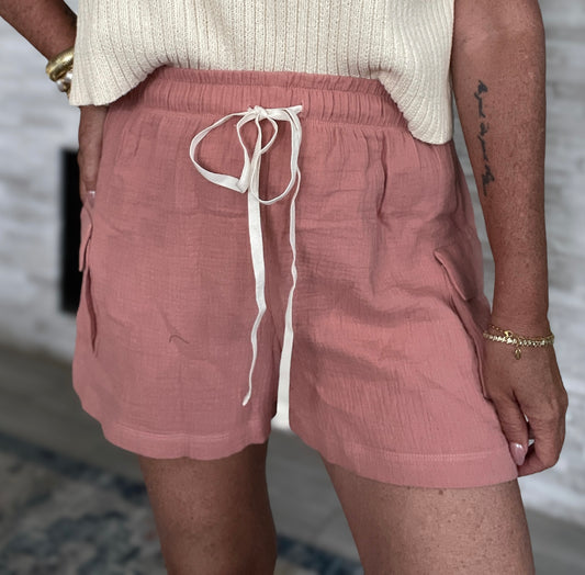 Mauve Cotton Shorts - Size Med