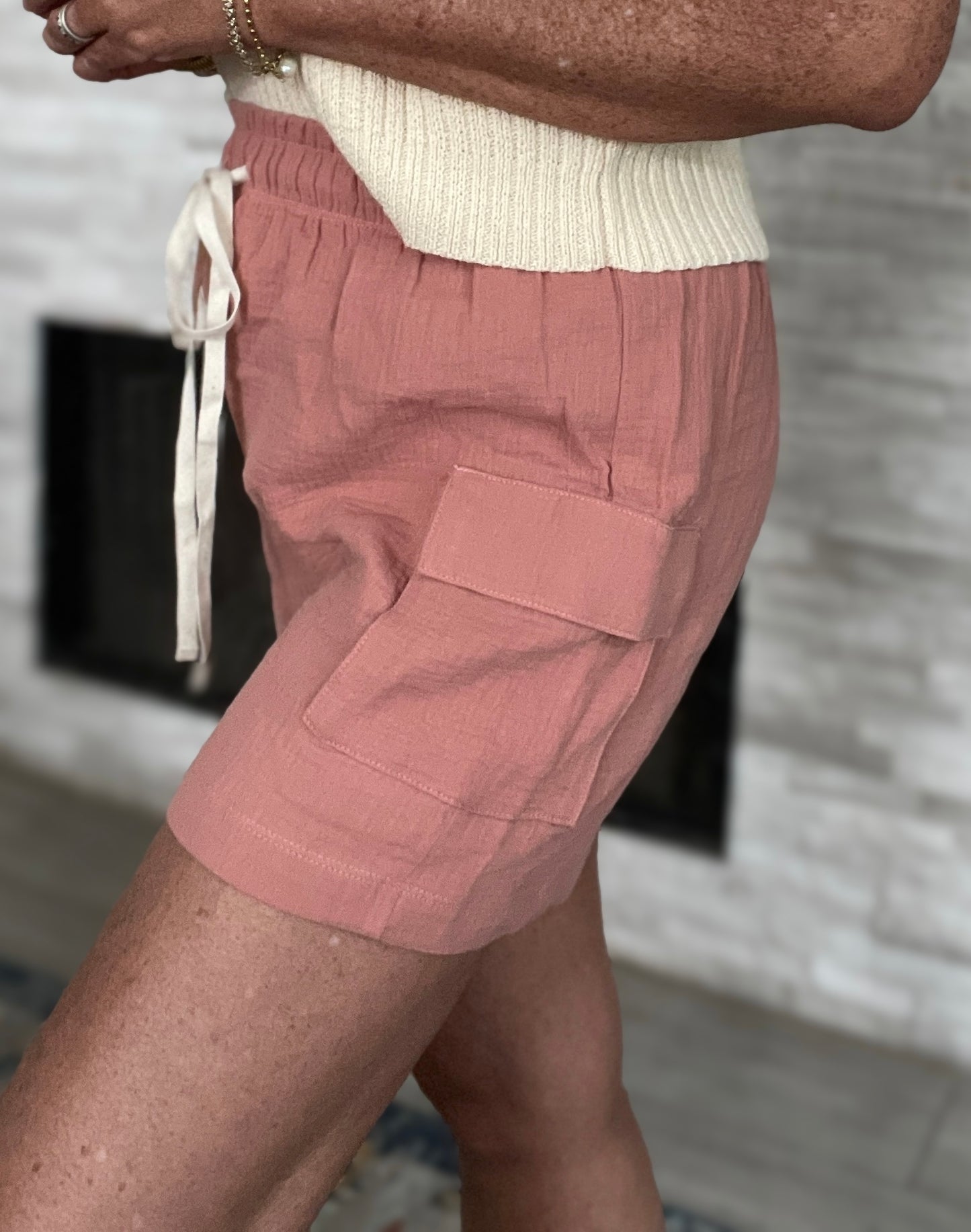 Mauve Cotton Shorts - Size Med