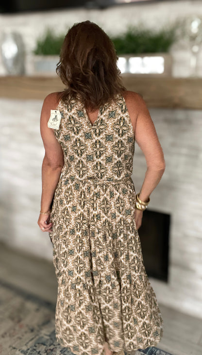 Olive/Tan Maxi Dress NWT - Large