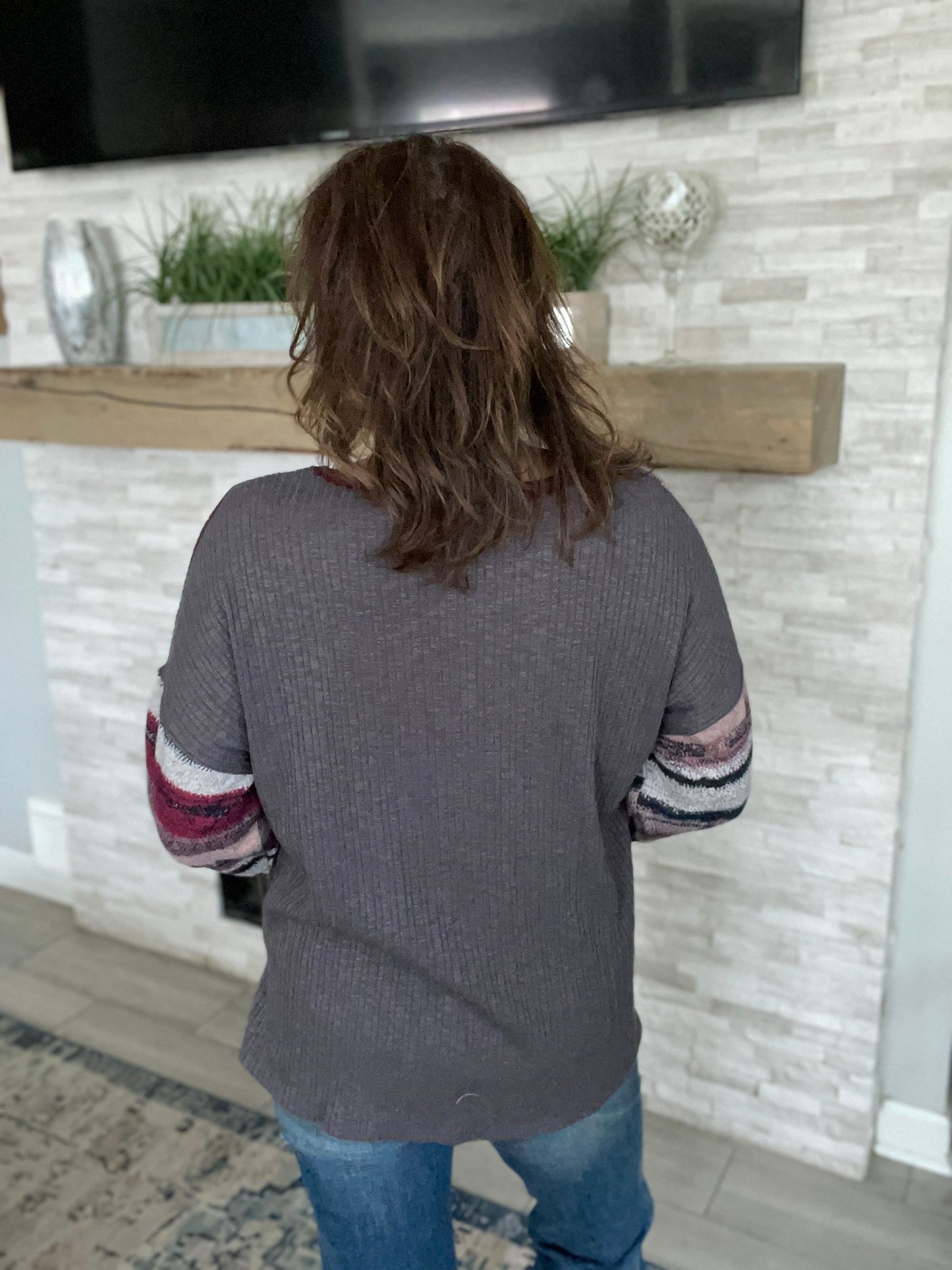 Color Block Long Sleeve Top - Size Small