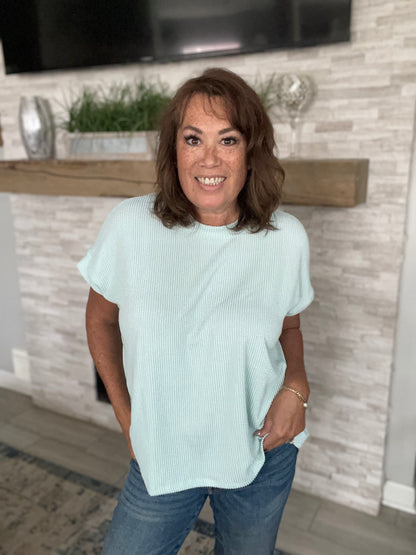 Mint Textured Basic Top - Small