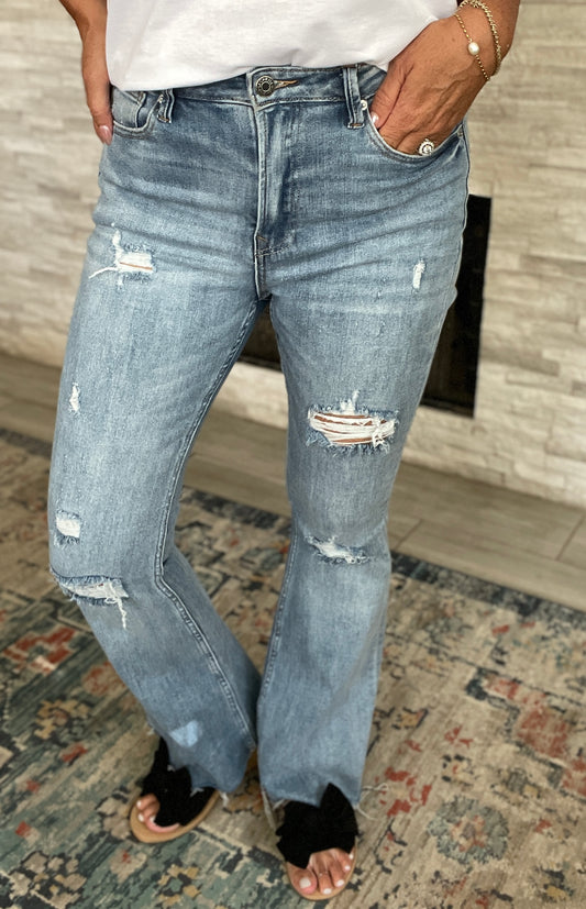 Risen Distressed Flare Jean - Size 28/7