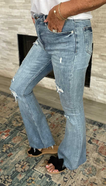 Risen Distressed Flare Jean - Size 28/7