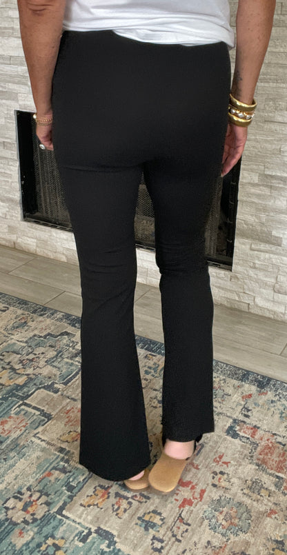 Black Wide Leg Pants With Front Slits - Size Med