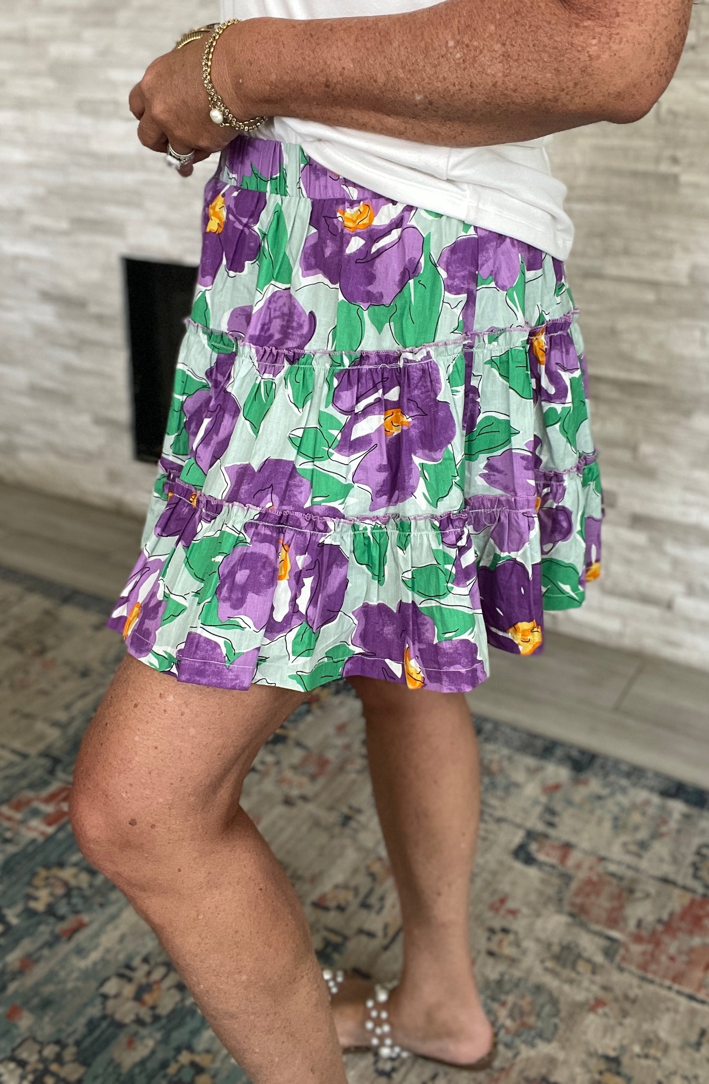 Floral Tiered Skirt - Size Med