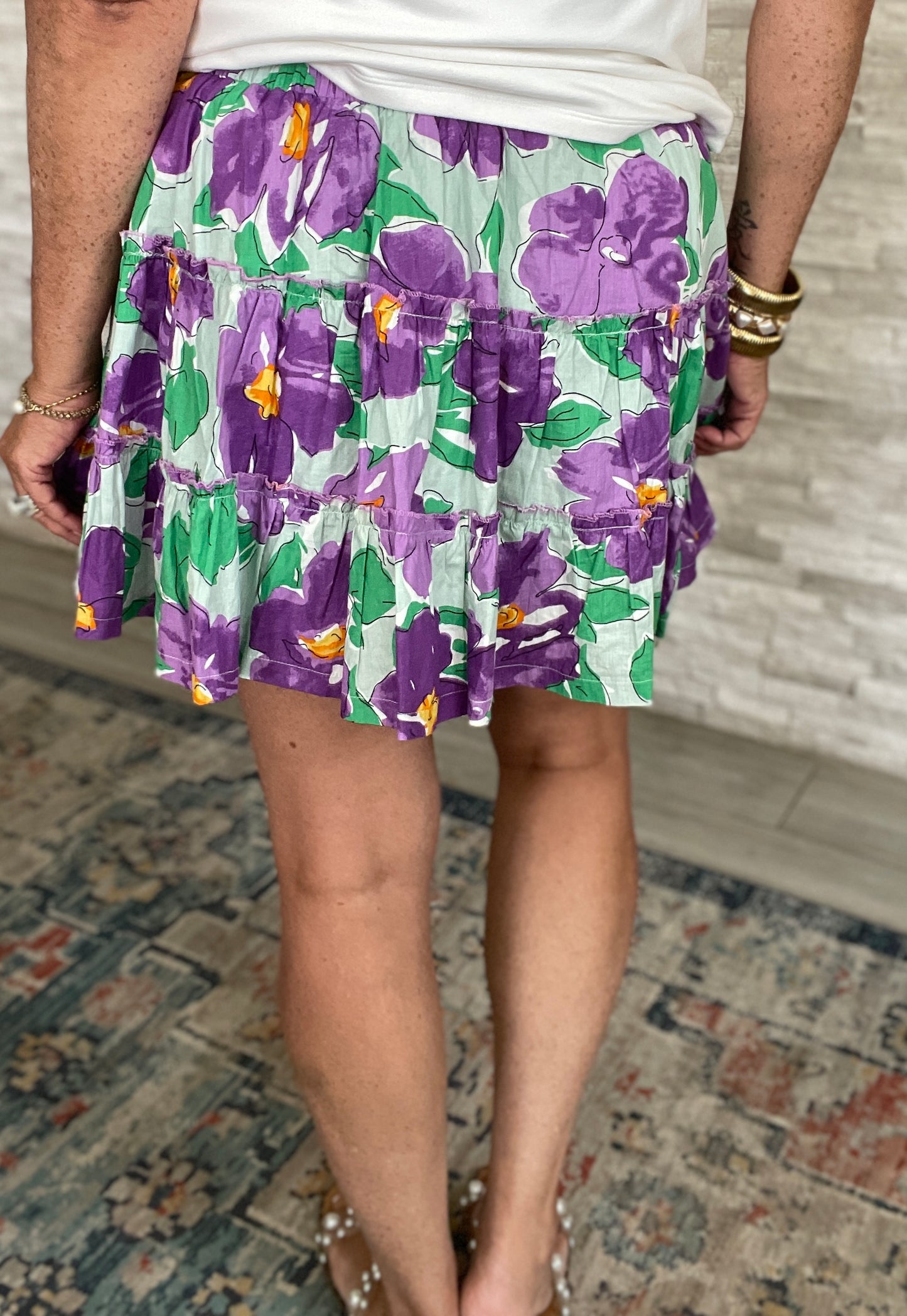 Floral Tiered Skirt - Size Med