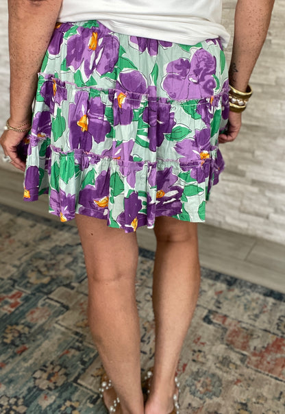 Floral Tiered Skirt - Size Med