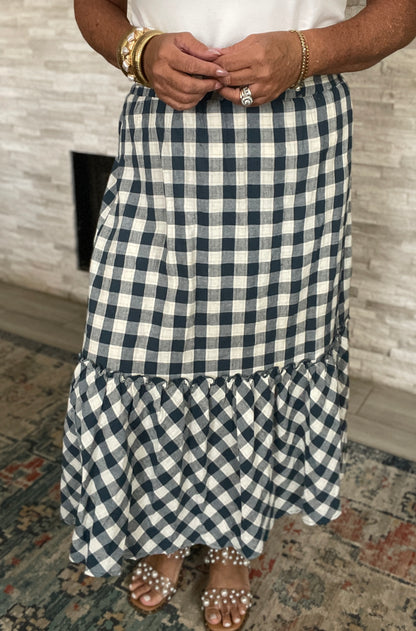 Navy Gingham Skirt by Hayden - Size Med