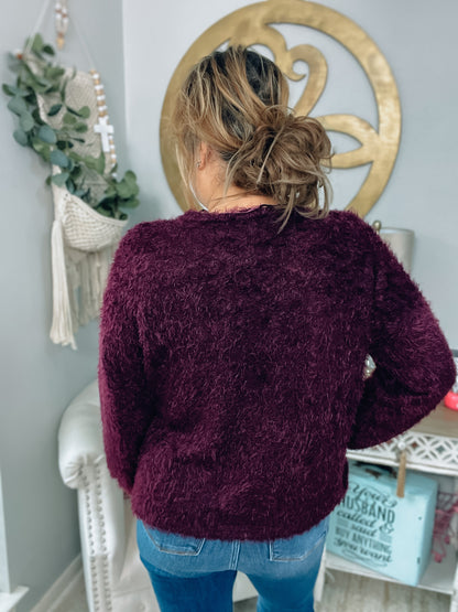 Plum Mohair Sweater - Size Large