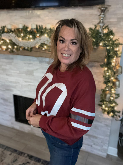 Maroon Cropped Gameday Tee - Size Large