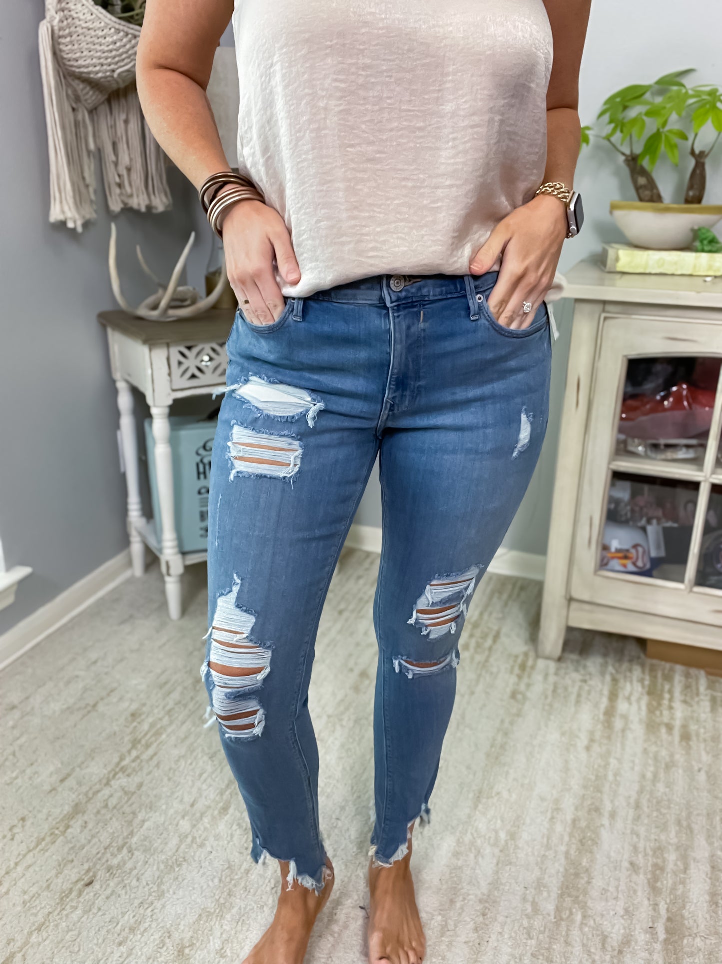 Distressed Jeans by Express - Size 12L