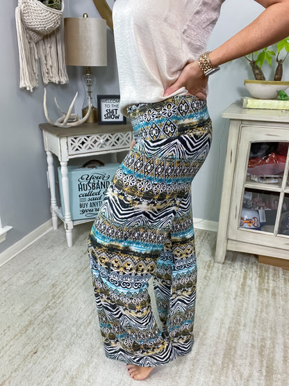 Patterned Palazzo Pants - Size Large