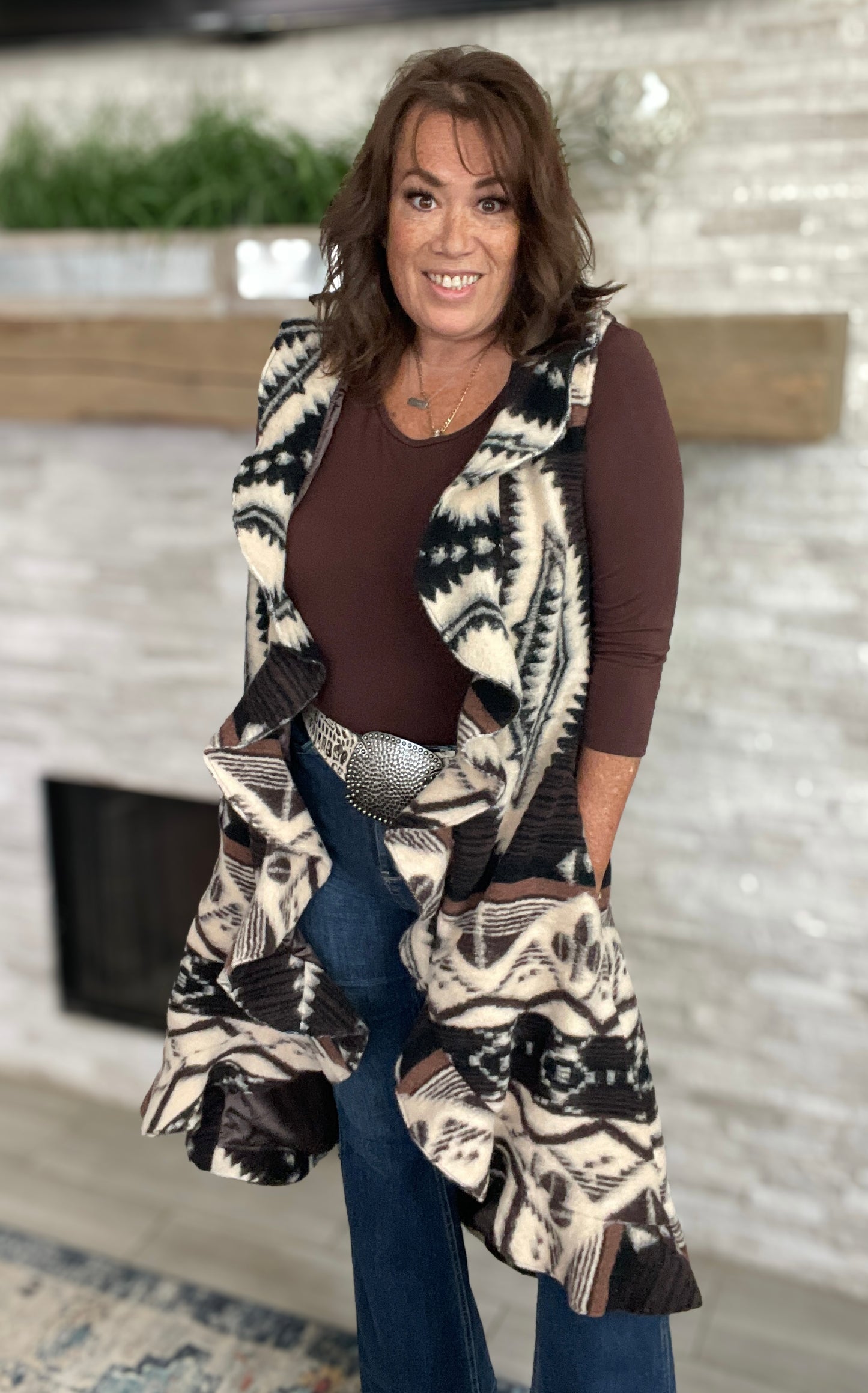 Aztec Wool Vest Cardigan by The Bronte NWT - Size Med