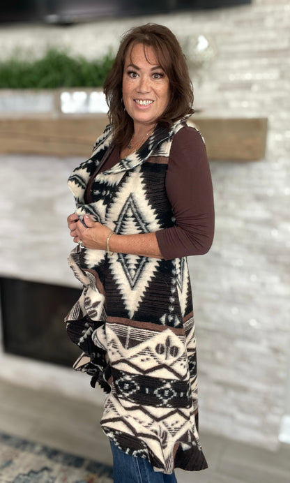 Aztec Wool Vest Cardigan by The Bronte NWT - Size Med