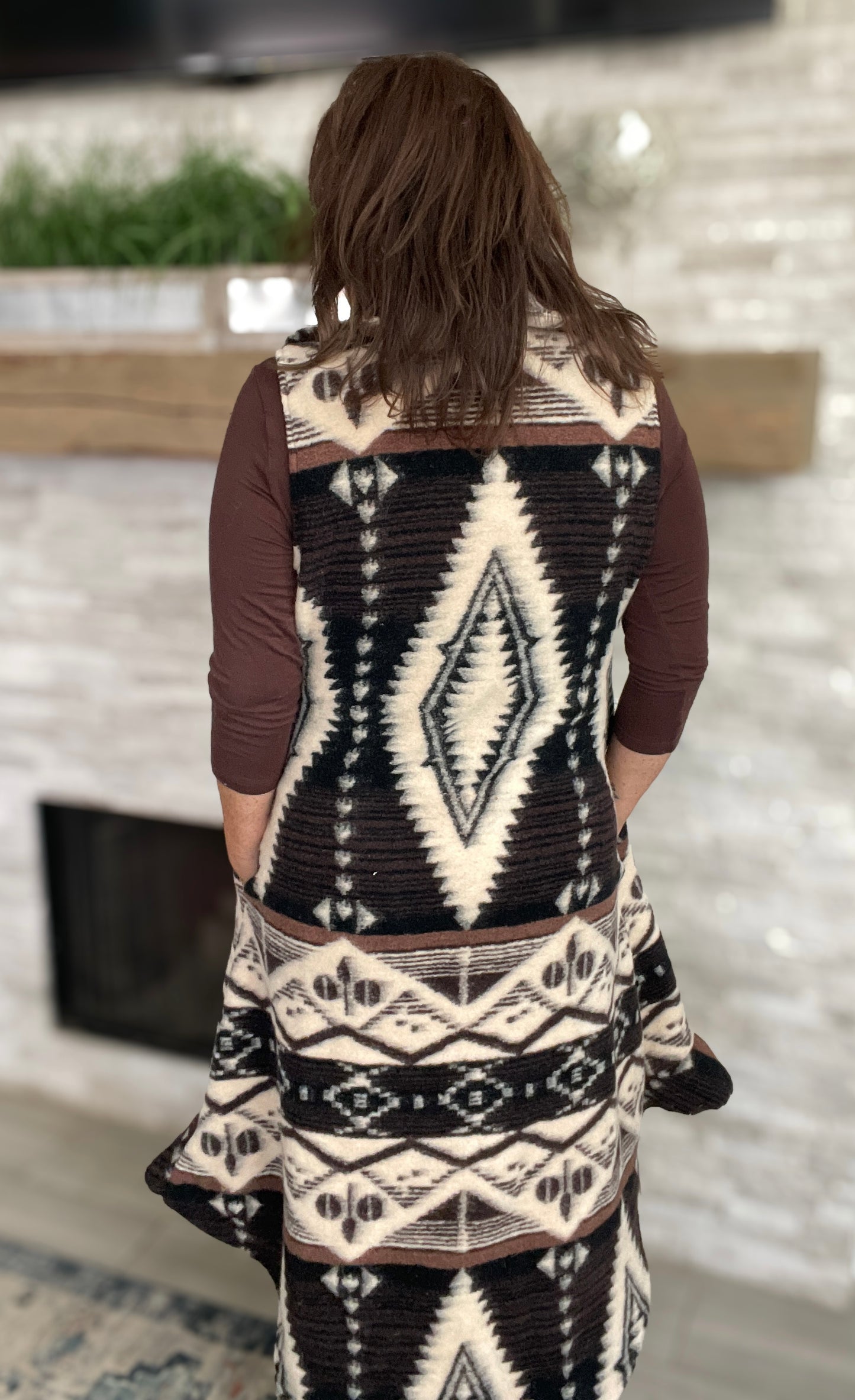Aztec Wool Vest Cardigan by The Bronte NWT - Size Med