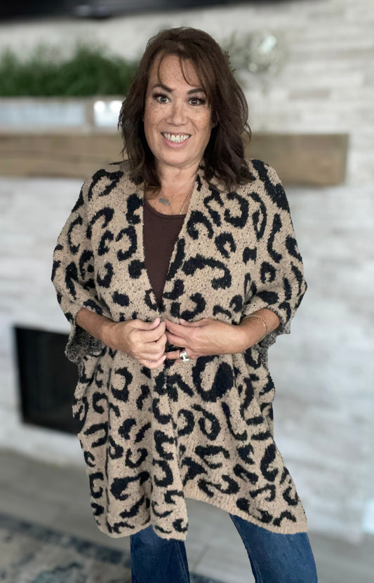 Cozy Leopard Cardigan by Texas True Threads - One Size