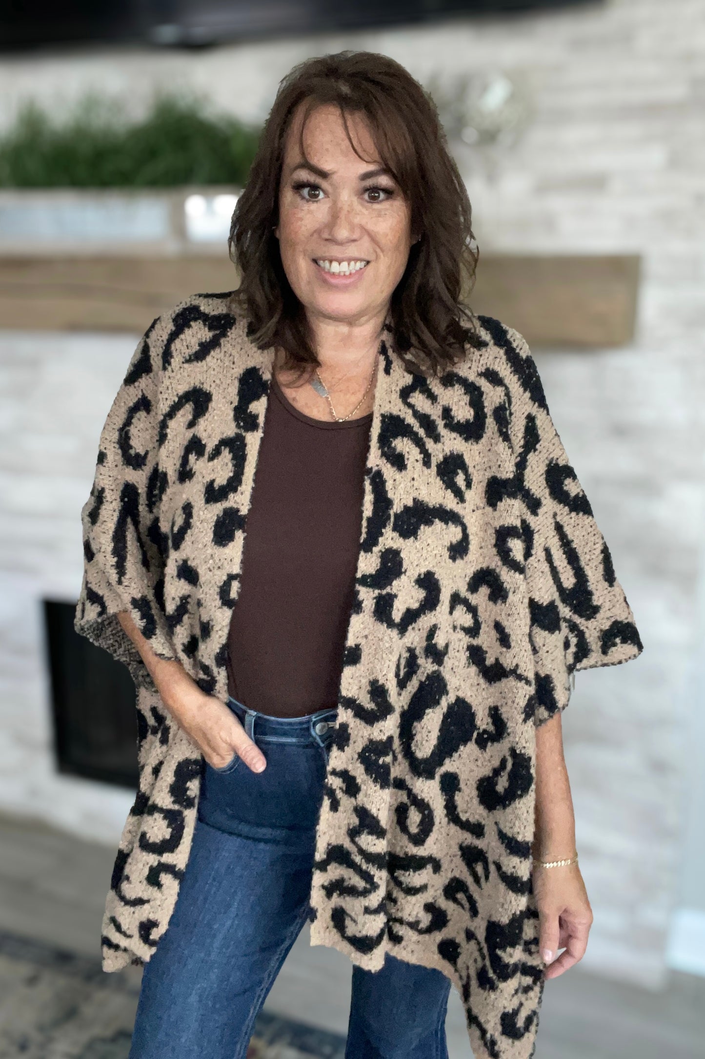 Cozy Leopard Cardigan by Texas True Threads - One Size