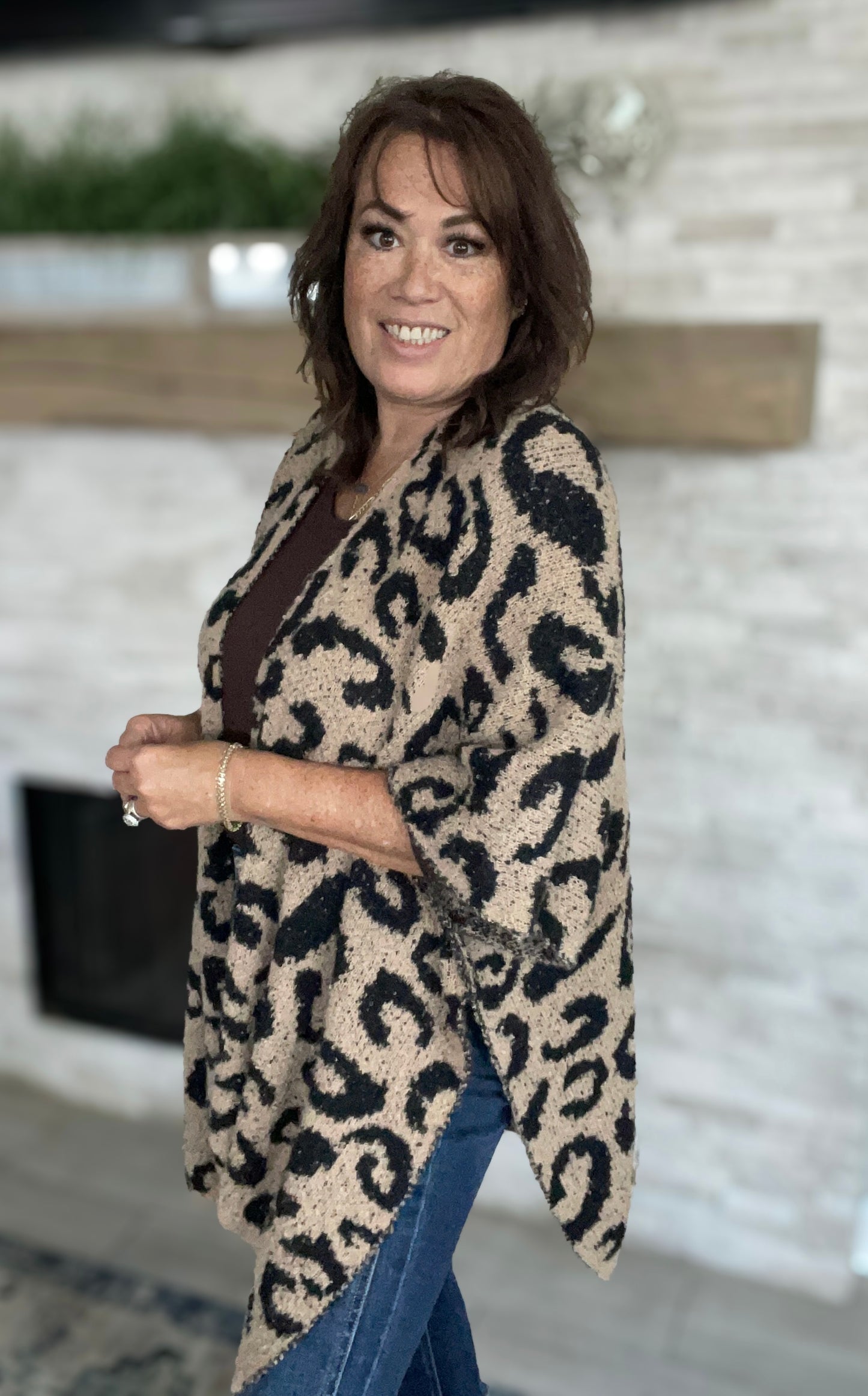 Cozy Leopard Cardigan by Texas True Threads - One Size