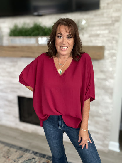 Maroon Oversized Blouse by Adrienne - Size Small