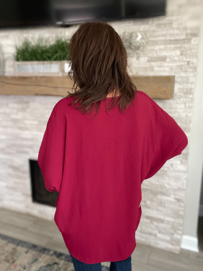 Maroon Oversized Blouse by Adrienne - Size Small
