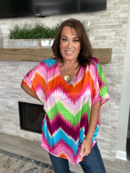 Pink Multicolor Oversized Blouse by Jodifl - Size Large